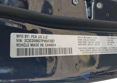 2023 Dodge Charger Sxt z USA, uszkodzony, nr VIN 2C3CDXBG7PH547037